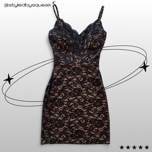 Morgan & Co. Y2K Black Lace Open Back Bodycon Mini Dress Extra Small